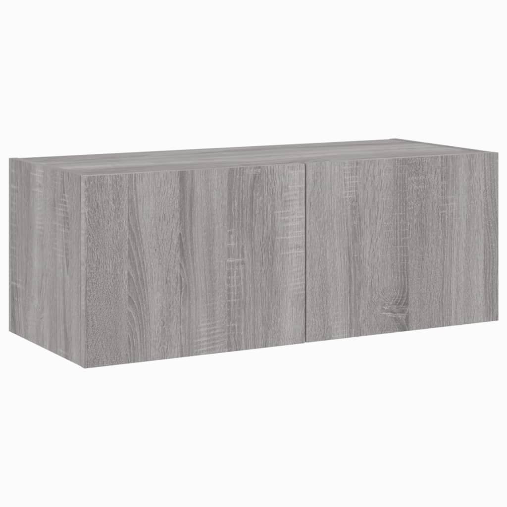 TV-Møbel Sonoma Grå Tv-benk med LED 80x35x31 cm
