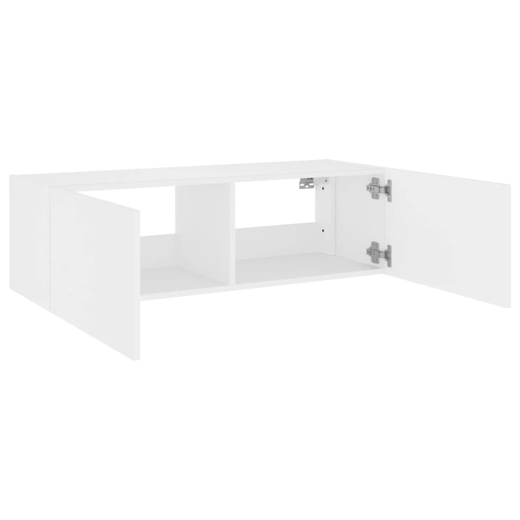 TV-Møbel Hvit Vegghengt TV-benk med LED 100x35x31 cm