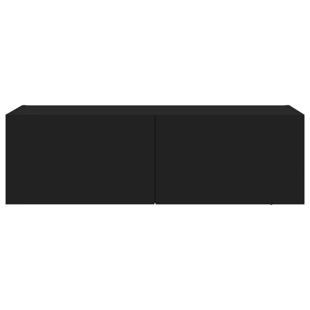 TV-Møbel Svart Vegghengt TV-benk med LED 100x35x31 cm