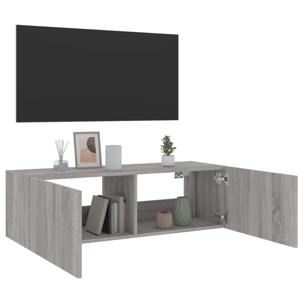 TV-Møbel Sonoma Grå Tv-benk med LED 100x35x31 cm