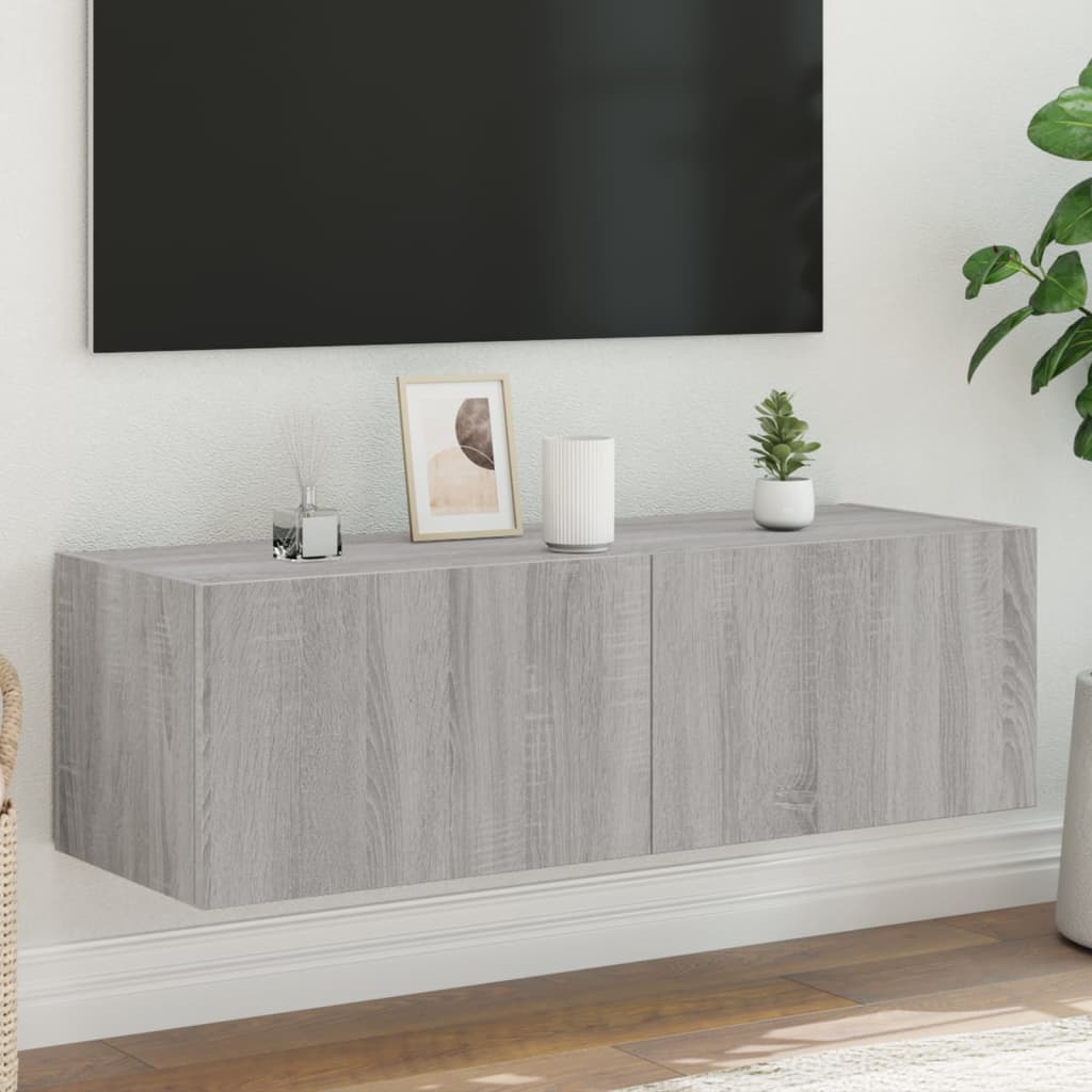 TV-Møbel Sonoma Grå Tv-benk med LED 100x35x31 cm