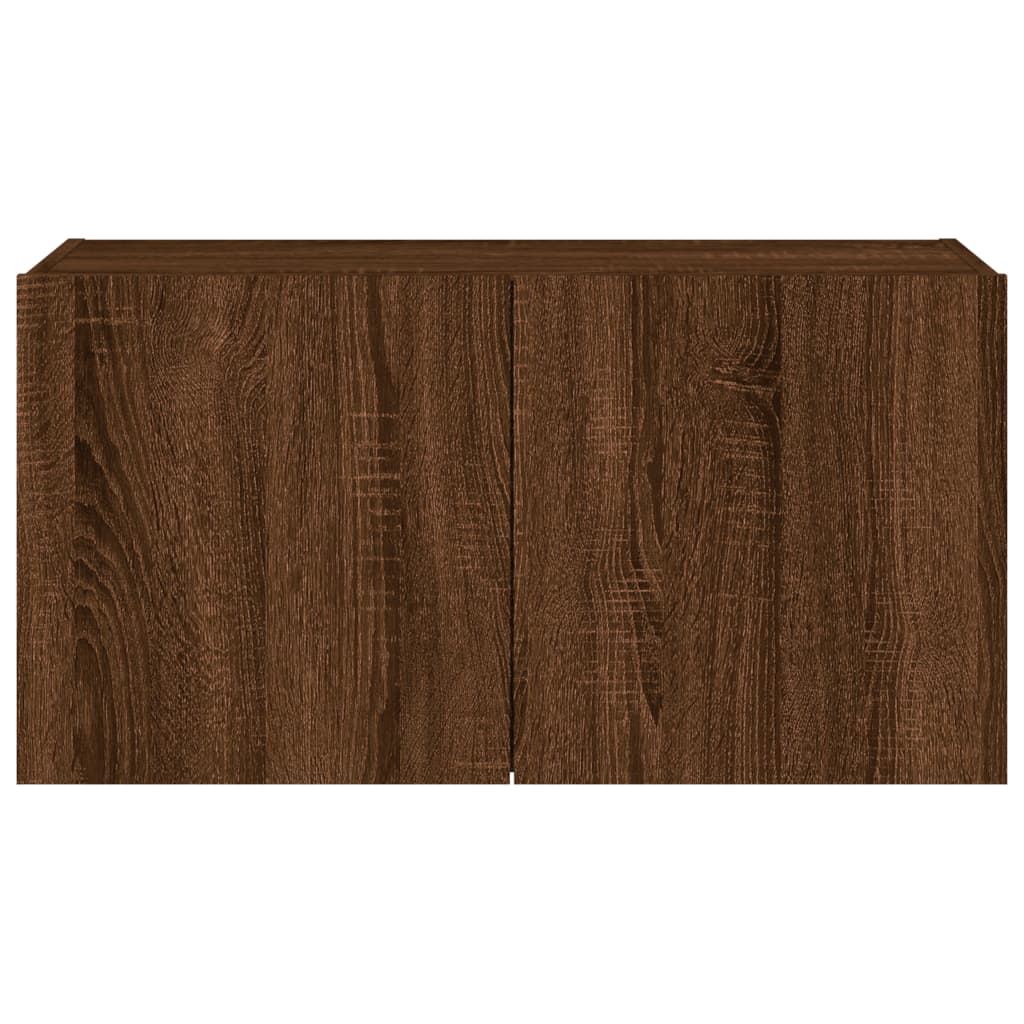 TV-Møbel Brun Eik Vegghengt TV-benk med LED 80x35x41 cm