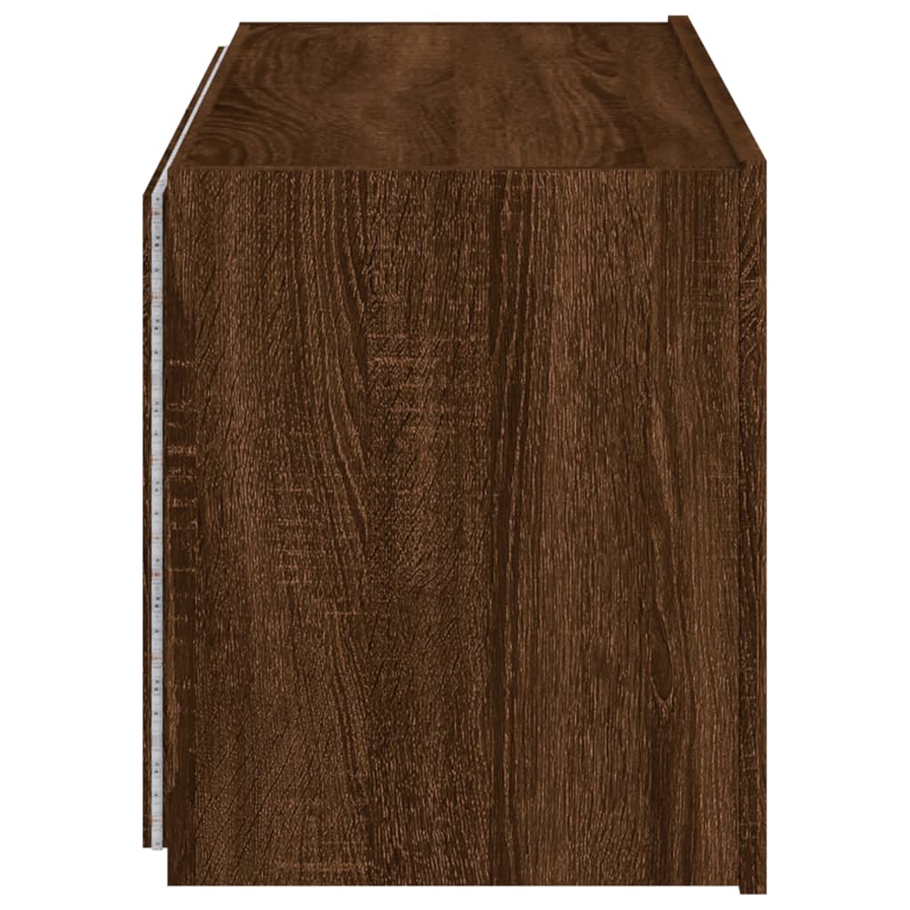 TV-Møbel Brun Eik Vegghengt TV-benk med LED 80x35x41 cm