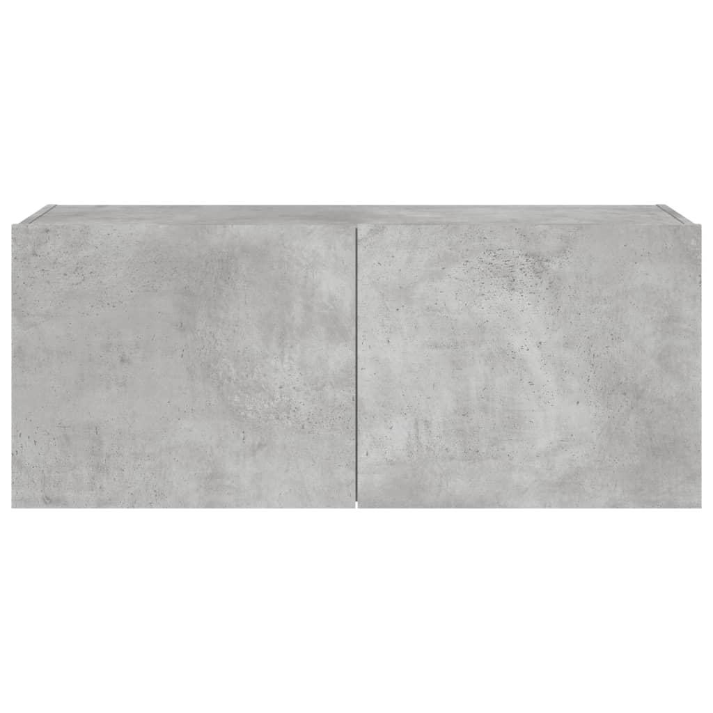 TV-Møbel Betonggrå Vegghengt TV-benk med LED-lys 100x35x41 cm