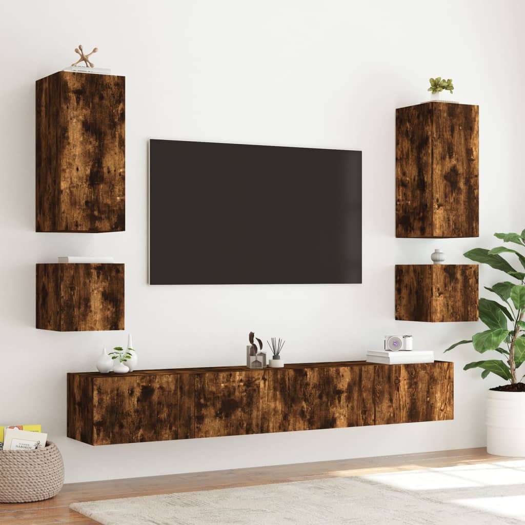 TV-Møbel Røkt EikTV-benk med LED 100x35x41 cm