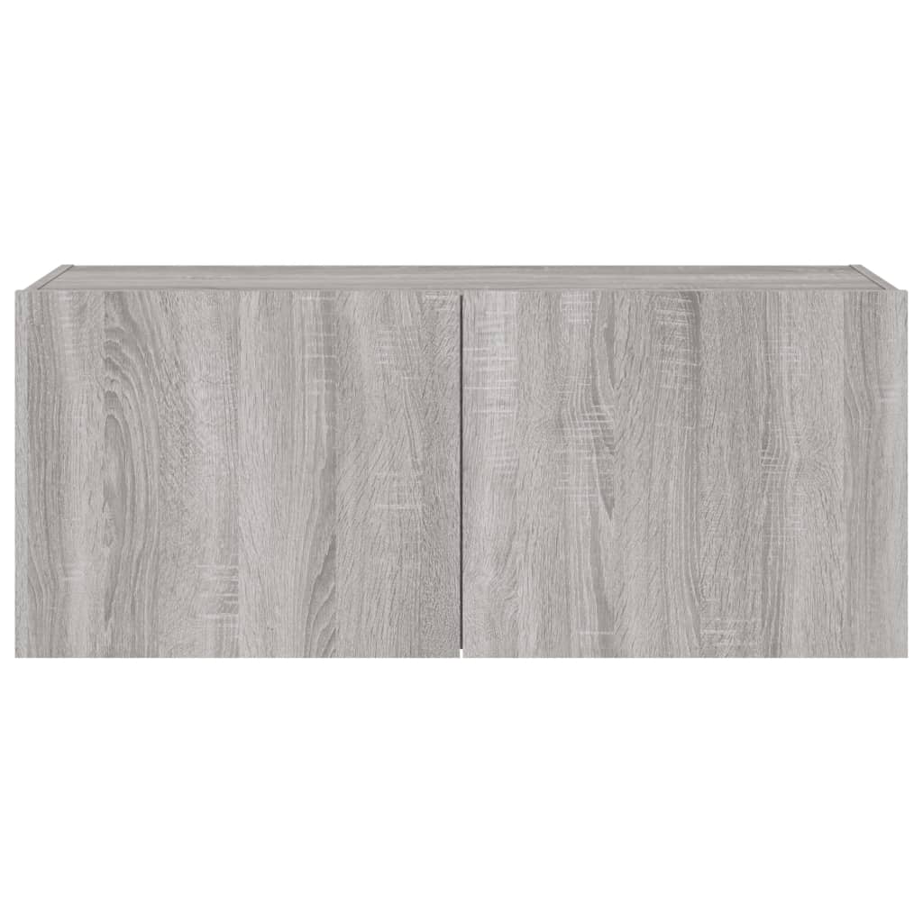 TV-Møbel Sonoma Grå Vegghengt TV-benk med LED 100x35x41 cm