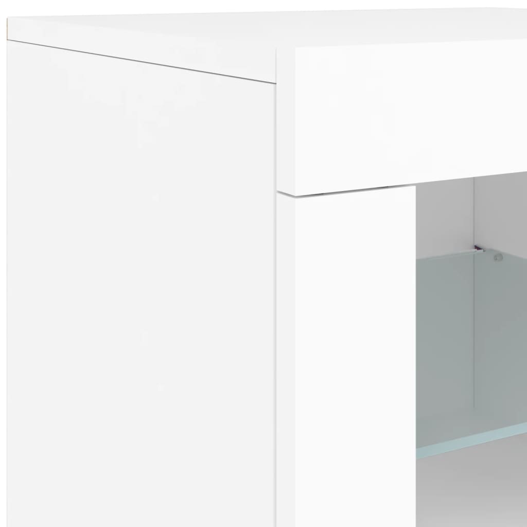 Skjenk Hvit med LED-lys 162x37x67 cm