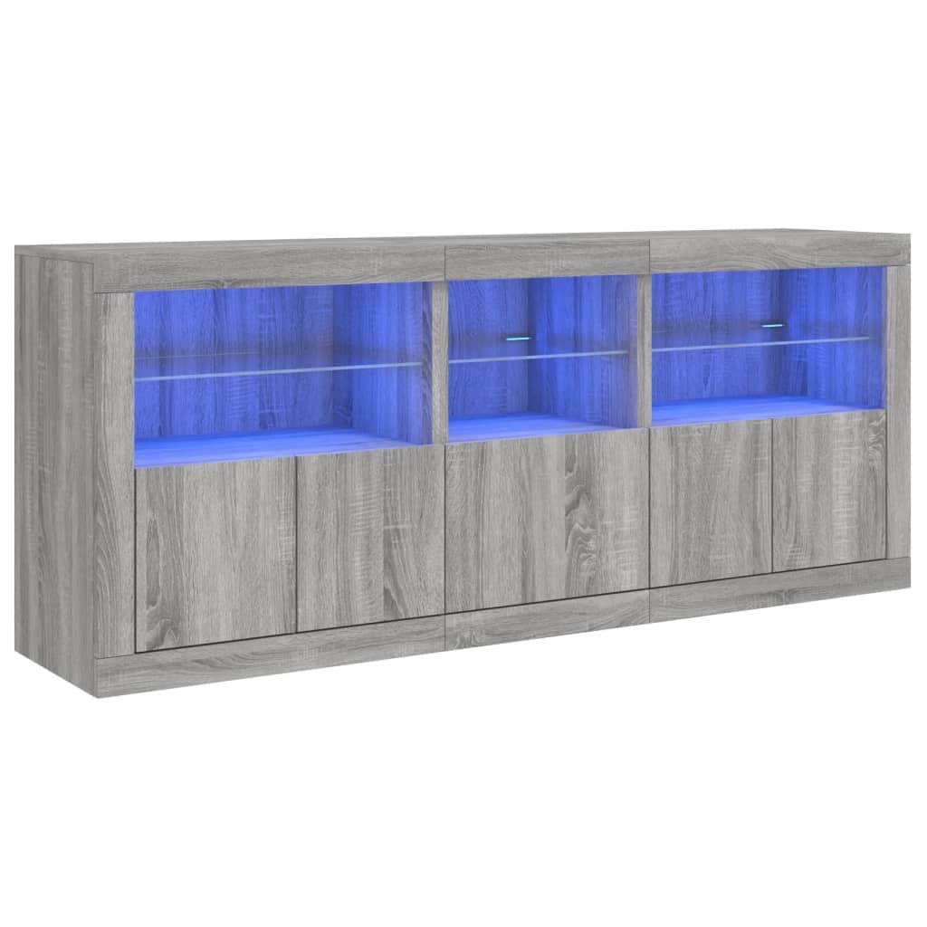 Skjenk Sonoma Grå med LED-lys 162x37x67 cm