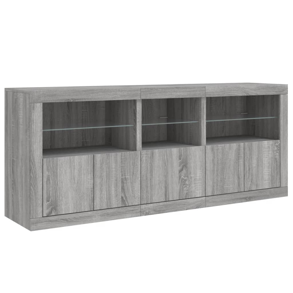 Skjenk Sonoma Grå med LED-lys 162x37x67 cm