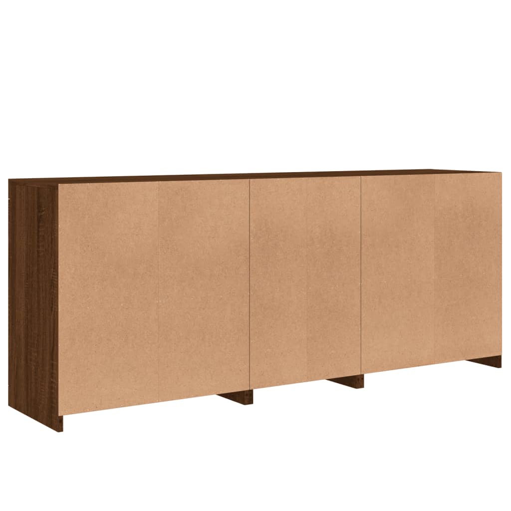 Skjenk Brun Eik med LED-lys 162x37x67 cm