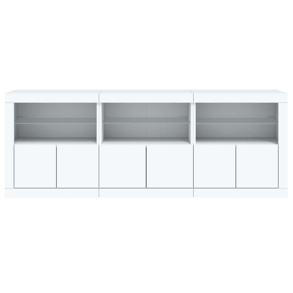 Skjenk Hvit med LED-lys 181,5x37x67 cm