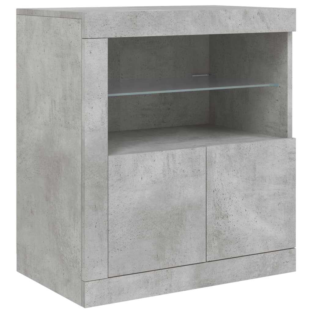Skjenk Betonggrå med LED-lys 181,5x37x67 cm