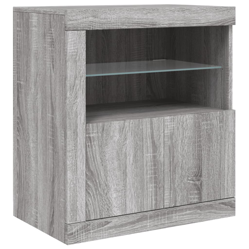 Skjenk Sonoma Grå med LED-lys 181,5x37x67 cm