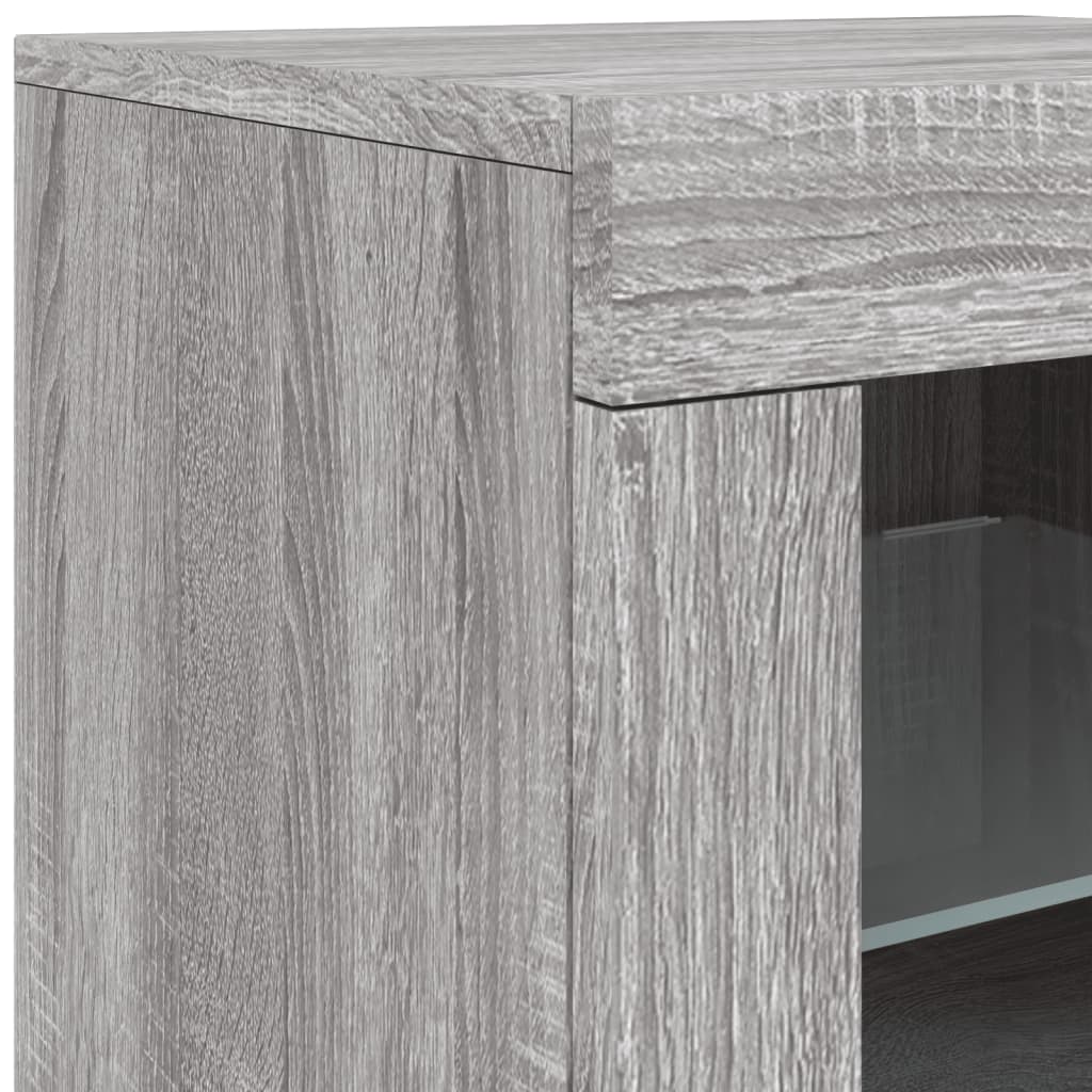 Skjenk Sonoma Grå med LED-lys 181,5x37x67 cm