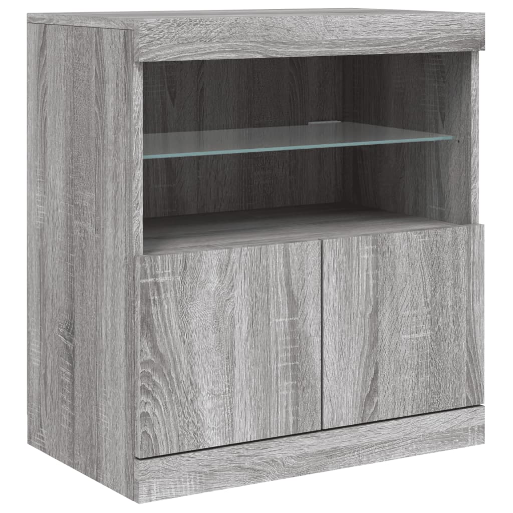 Skjenk Sonoma Grå med LED-lys 181,5x37x67 cm