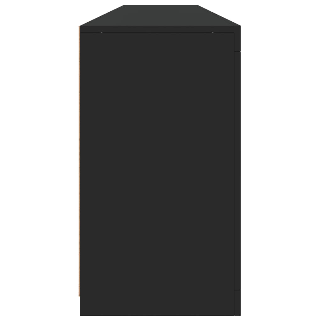 Skjenk Svart med LED-lys 202x37x67 cm