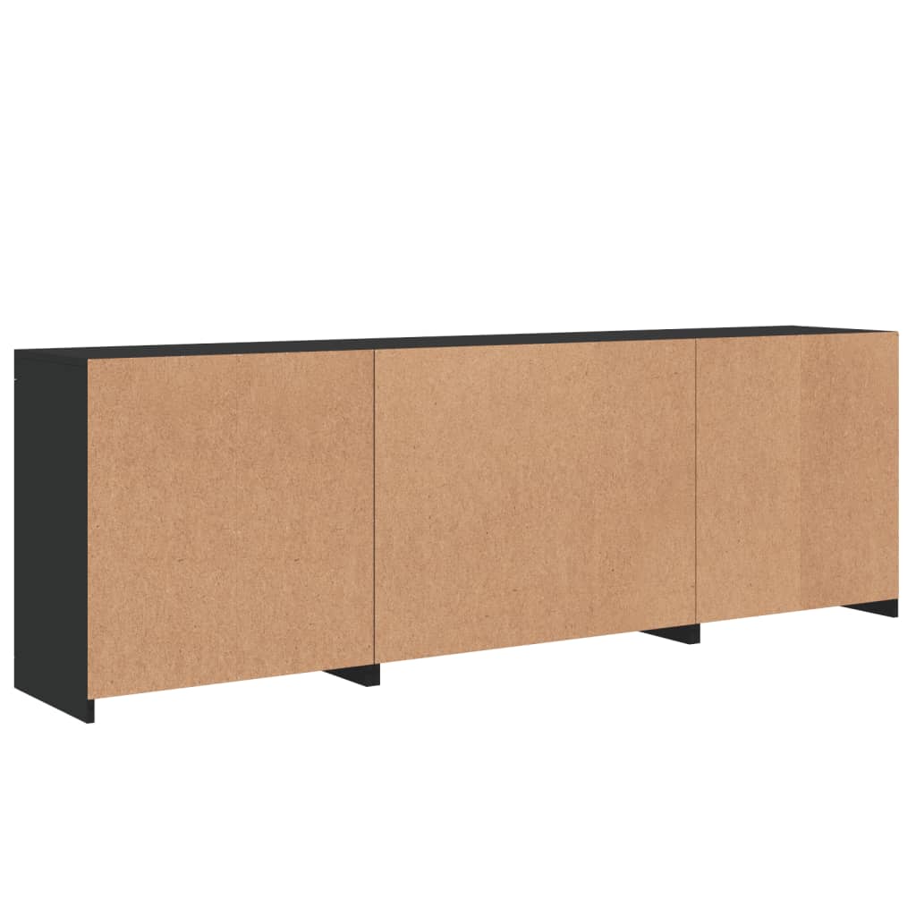 Skjenk Svart med LED-lys 202x37x67 cm