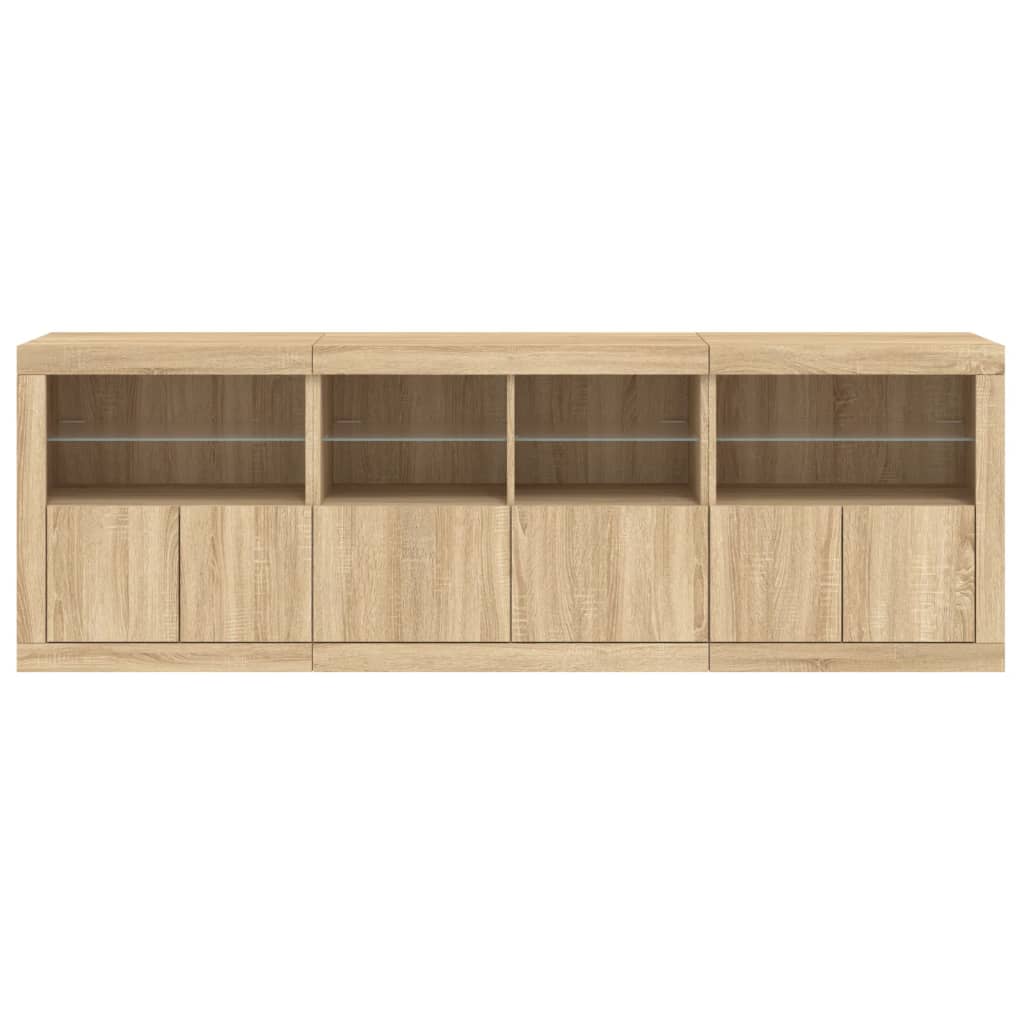 Skjenk Sonoma Eik med LED-lys 202x37x67 cm