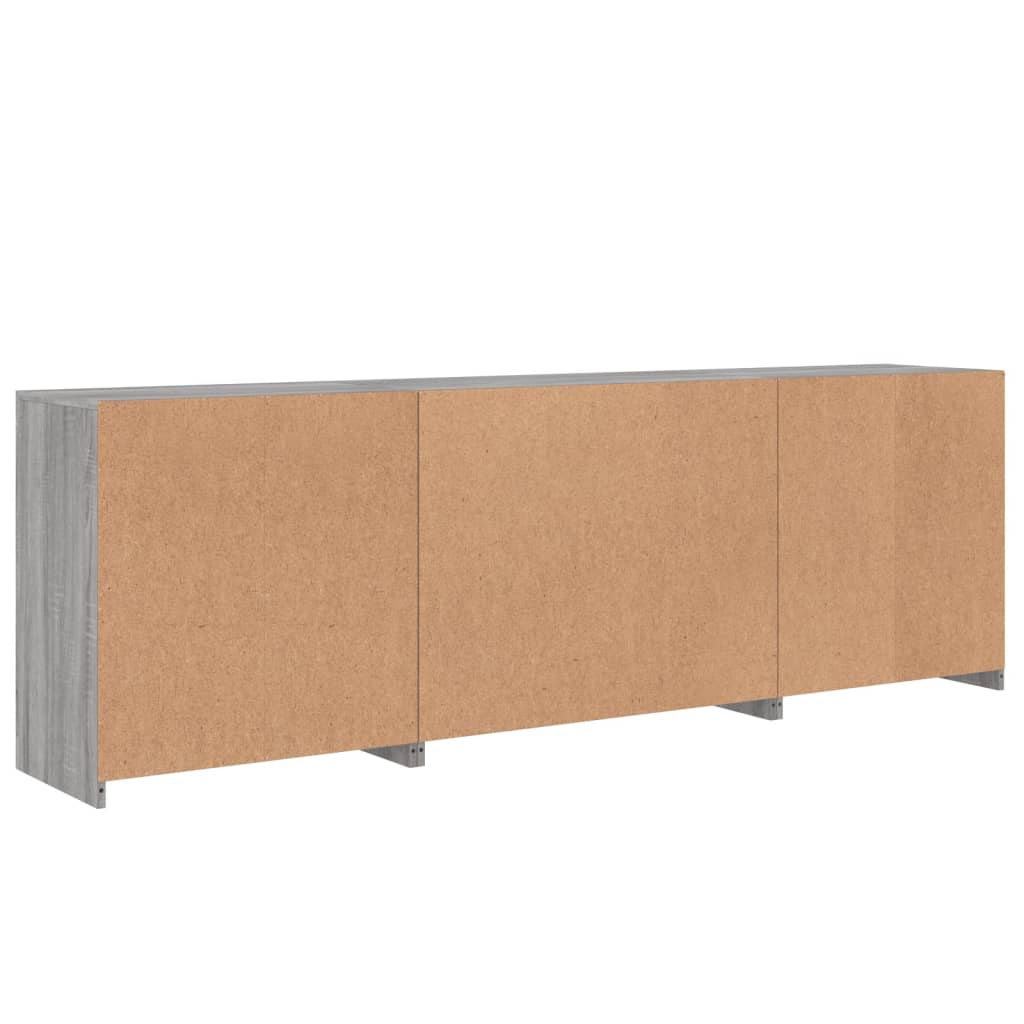 Skjenk Sonoma Grå med LED-lys 202x37x67 cm