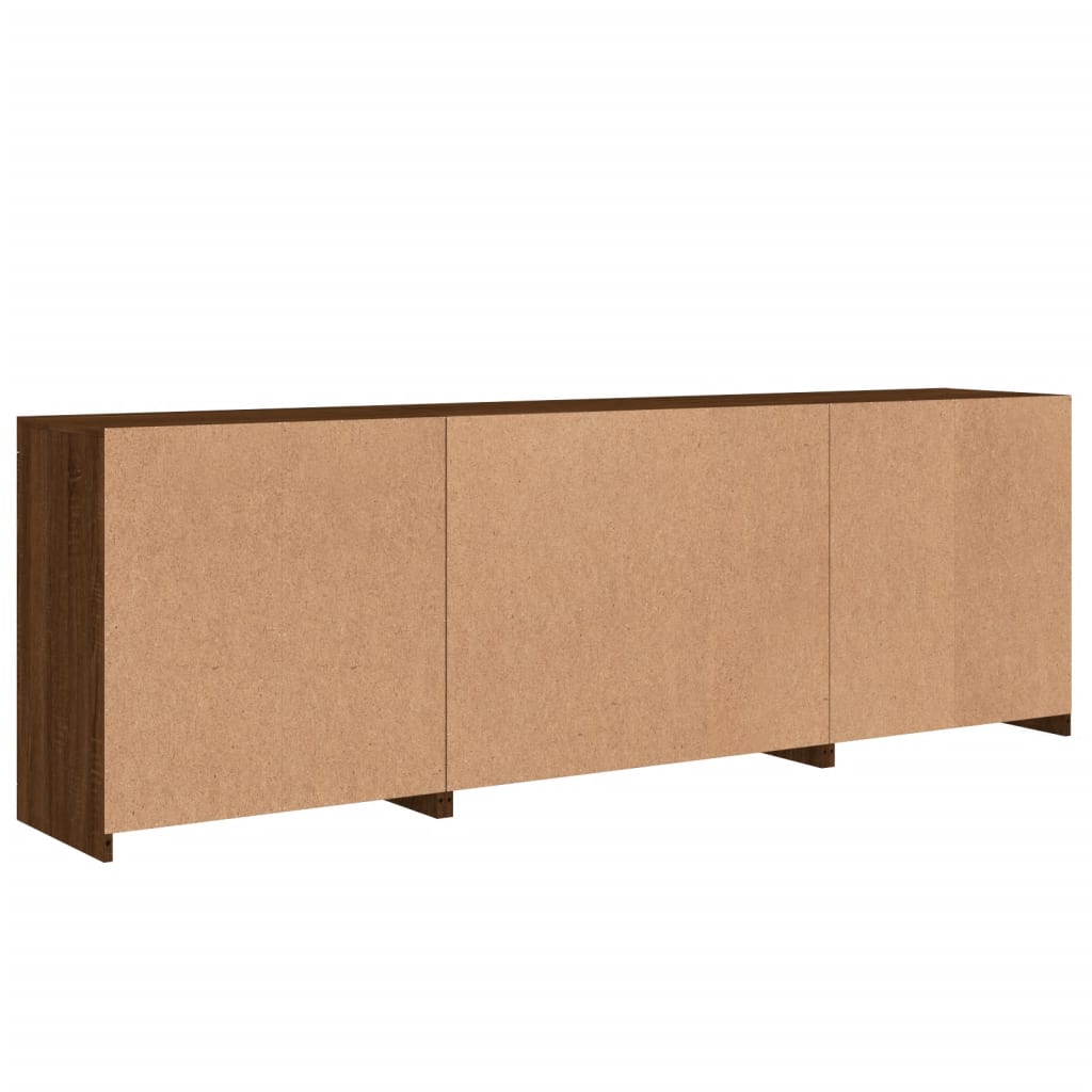 Skjenk Brun Eik med LED-lys 202x37x67 cm