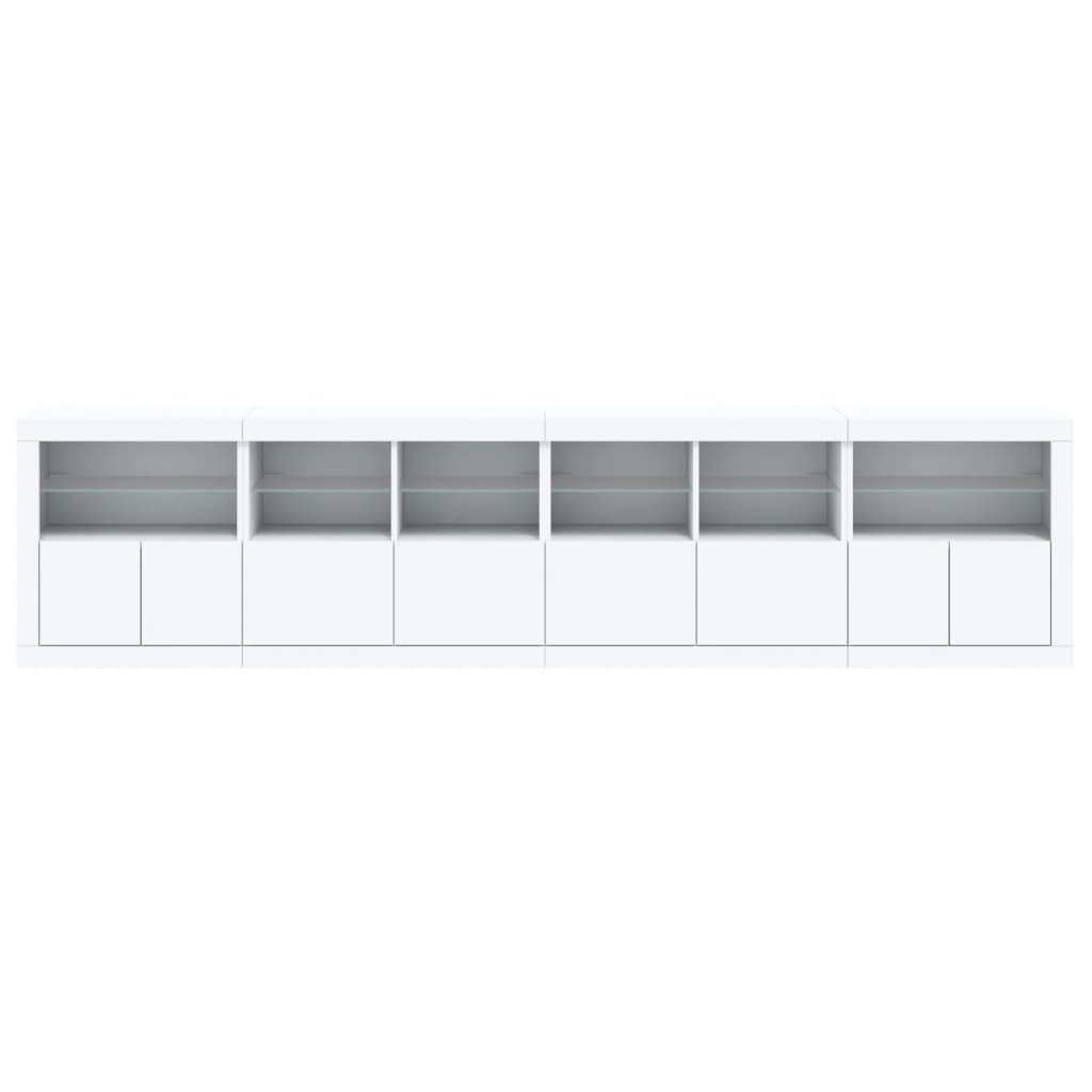 Skjenk Hvit med LED-lys 283x37x67 cm