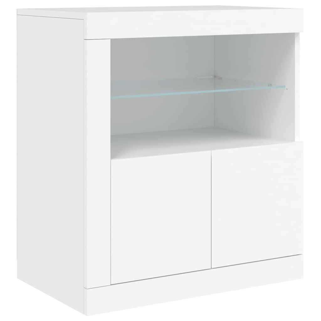 Skjenk Hvit med LED-lys 283x37x67 cm