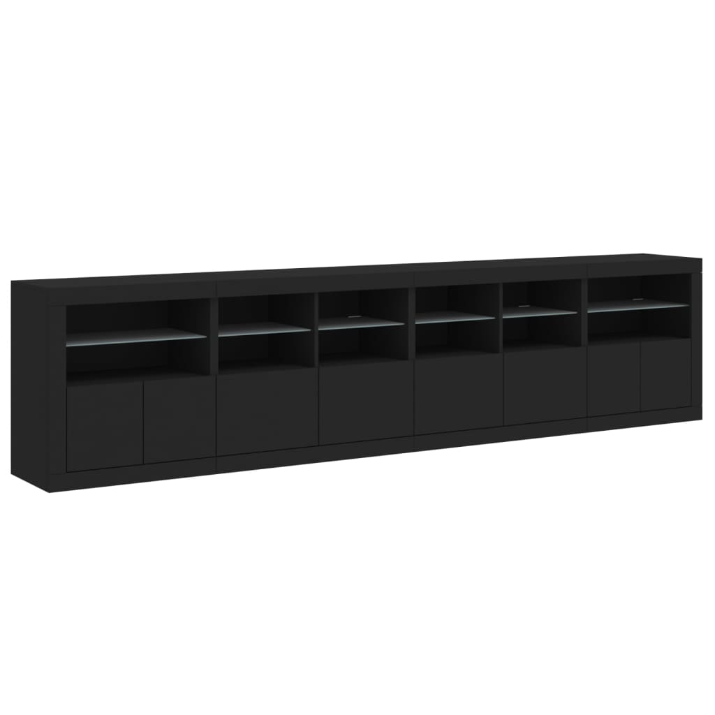 Skjenk Svart med LED-lys 283x37x67 cm