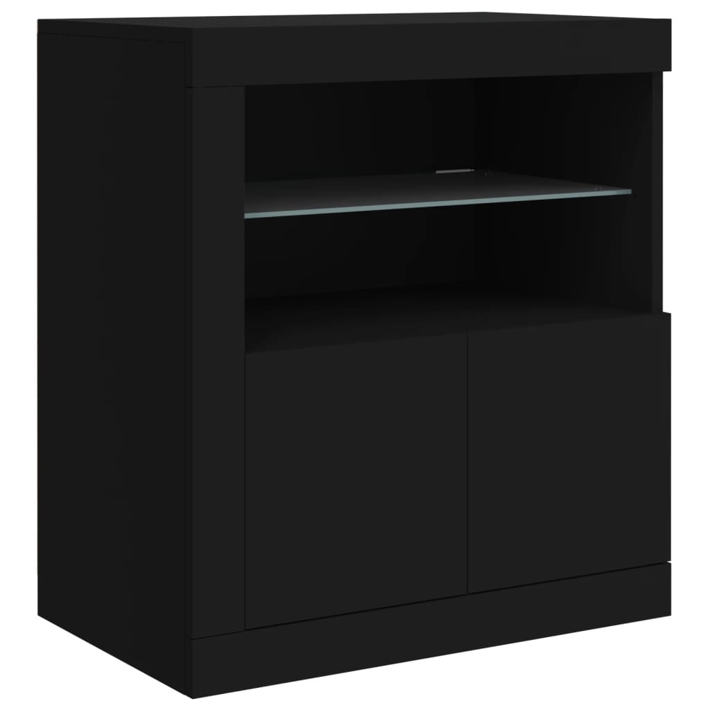 Skjenk Svart med LED-lys 283x37x67 cm