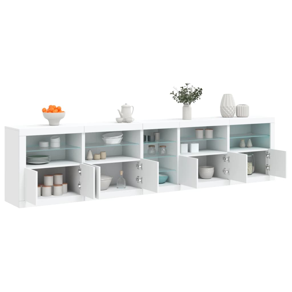 Skjenk Hvit med LED-lys 283x37x67 cm
