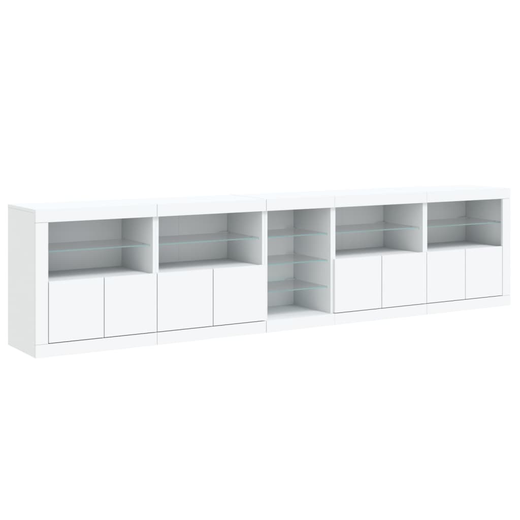Skjenk Hvit med LED-lys 283x37x67 cm
