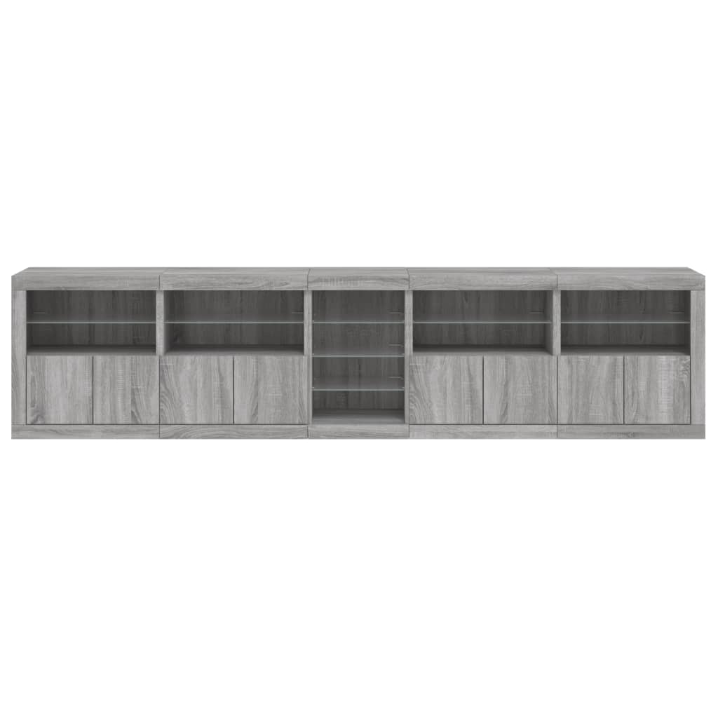Skjenk Sonoma Grå med LED-lys 283x37x67 cm