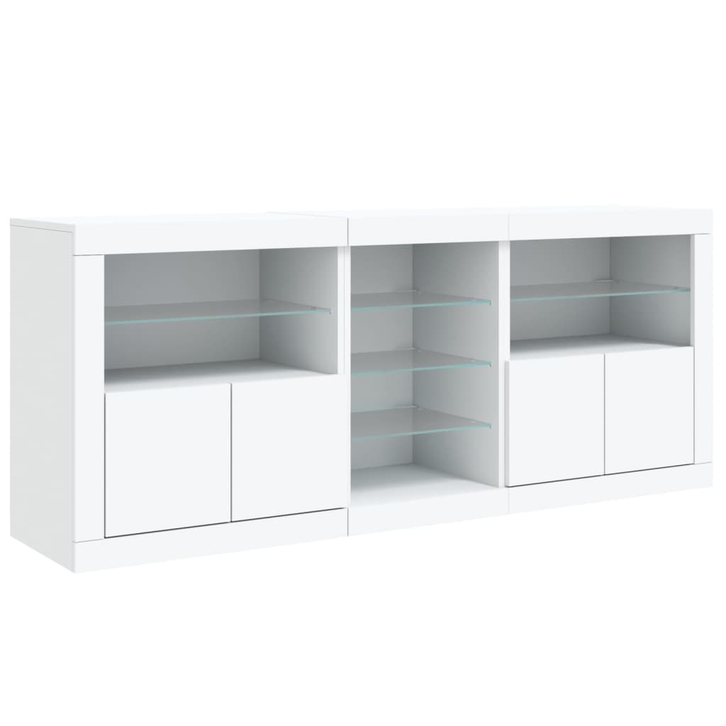 Skjenk Hvit med LED-lys 162x37x67 cm