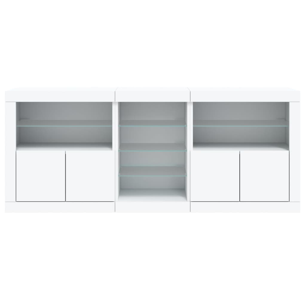 Skjenk Hvit med LED-lys 162x37x67 cm