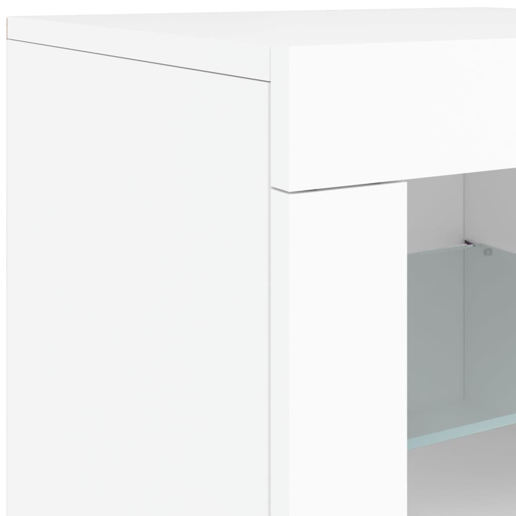 Skjenk Hvit med LED-lys 162x37x67 cm