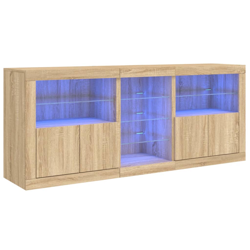 Skjenk Sonoma Eik med LED-lys 162x37x67 cm