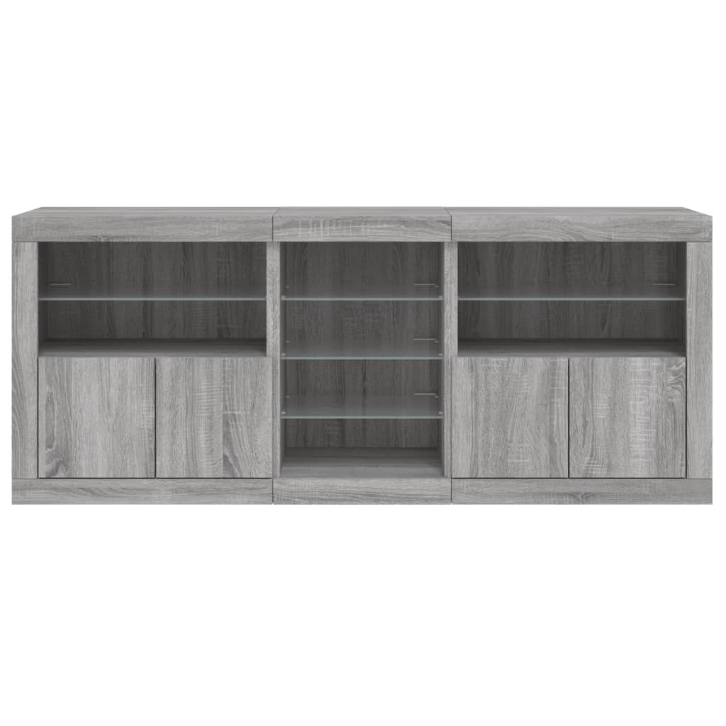 Skjenk Sonoma Grå med LED-lys 162x37x67 cm