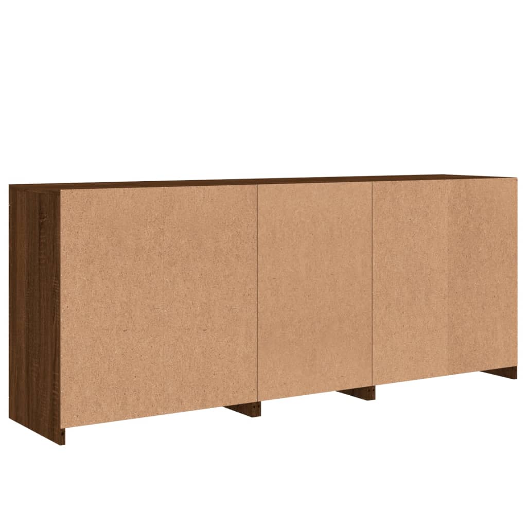 Skjenk Brun Eik med LED-lys 162x37x67 cm