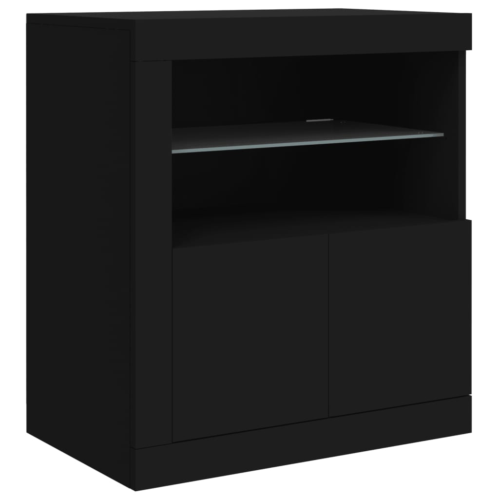 Skjenk Svart med LED-lys 181,5x37x67 cm