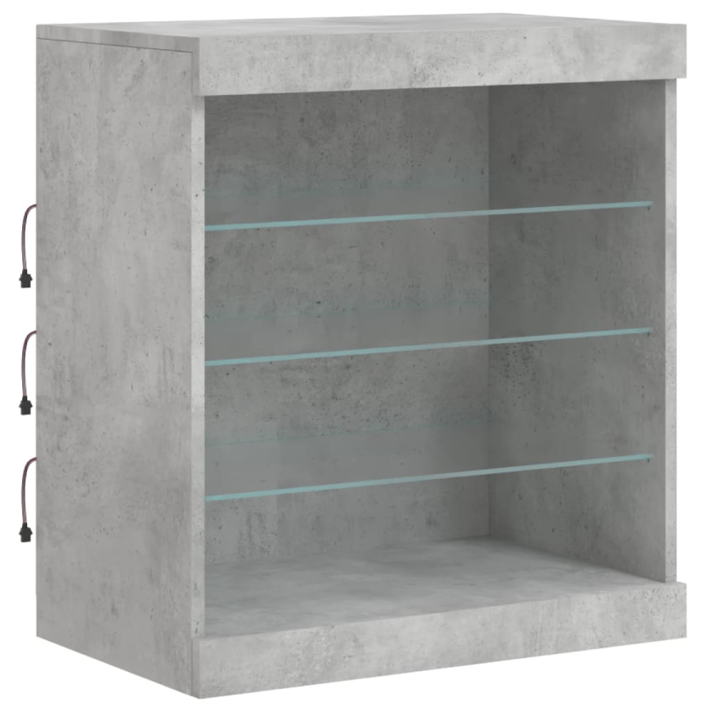 Skjenk Betonggrå med LED-lys 181,5x37x67 cm