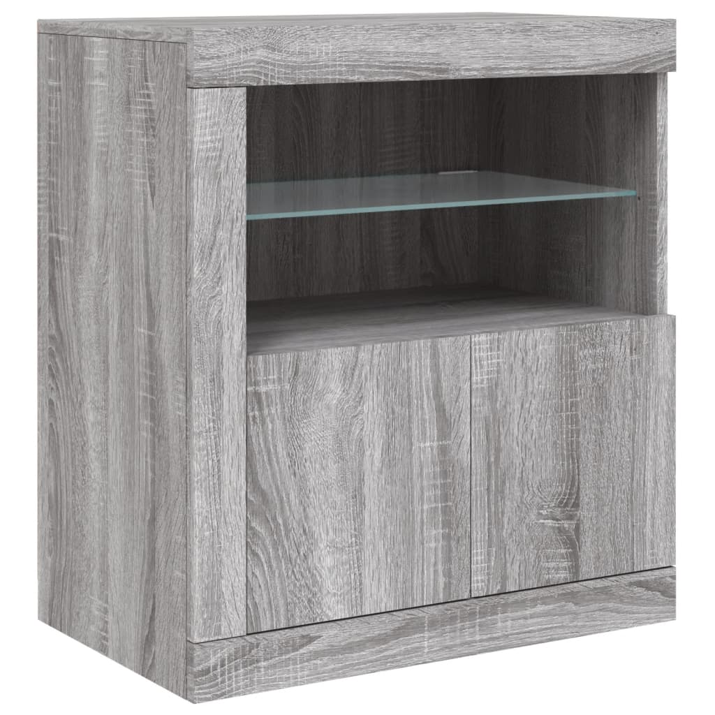 Skjenk Sonoma Grå med LED-lys 181,5x37x67 cm