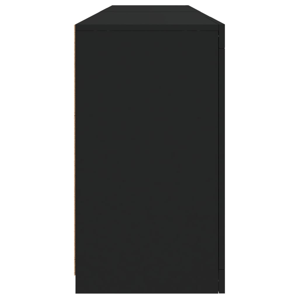 Skjenk Svart med LED-lys 164x37x67 cm