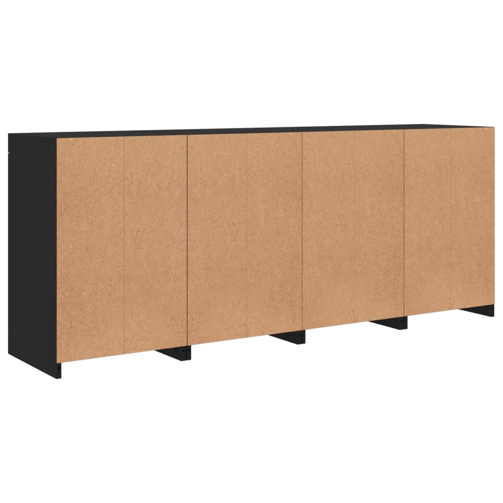 Skjenk Svart med LED-lys 164x37x67 cm