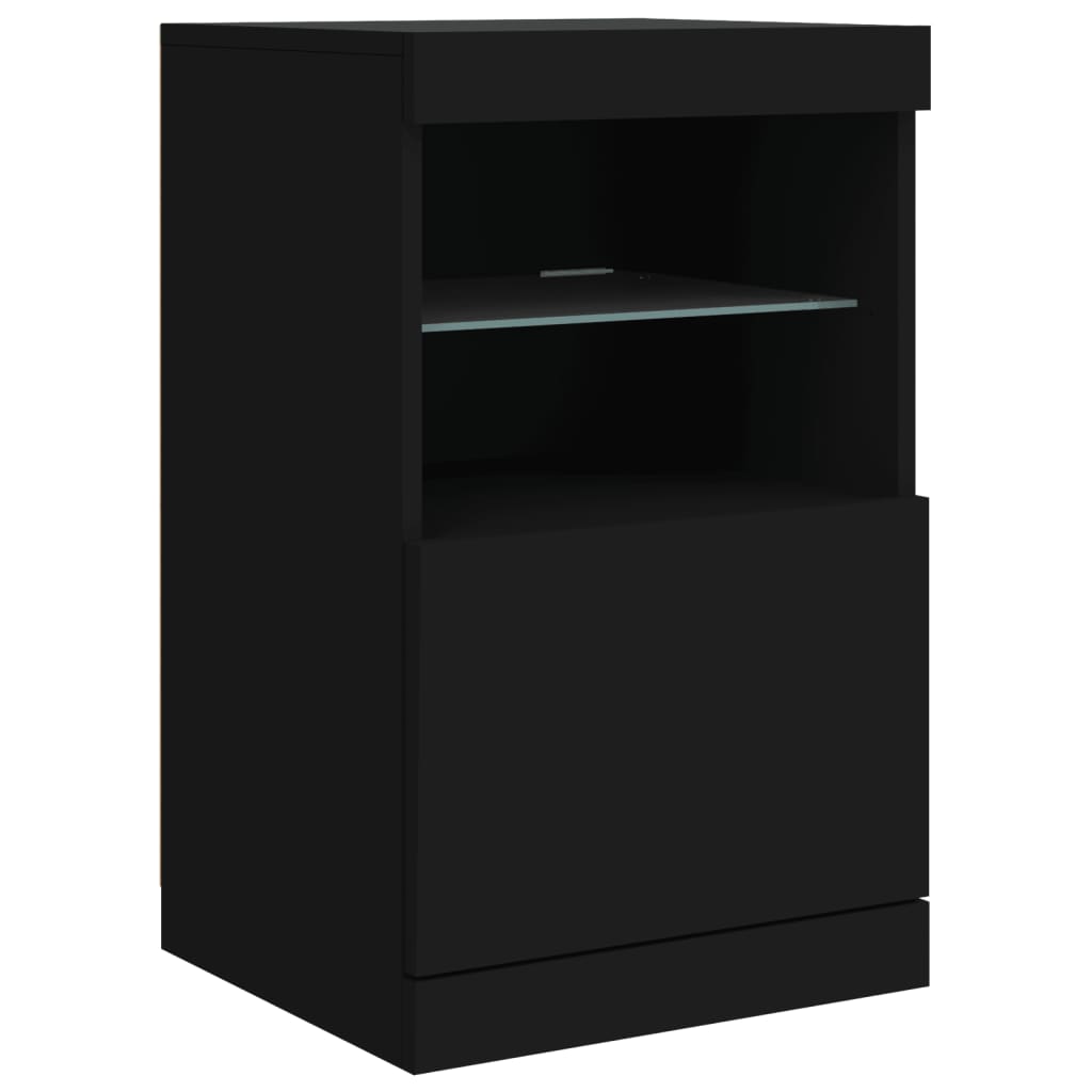 Skjenk Svart med LED-lys 164x37x67 cm