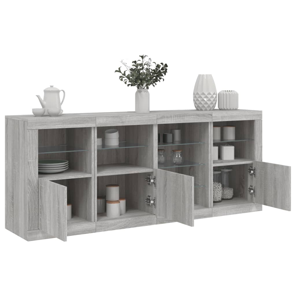 Skjenk Sonoma Grå med LED-lys 164x37x67 cm