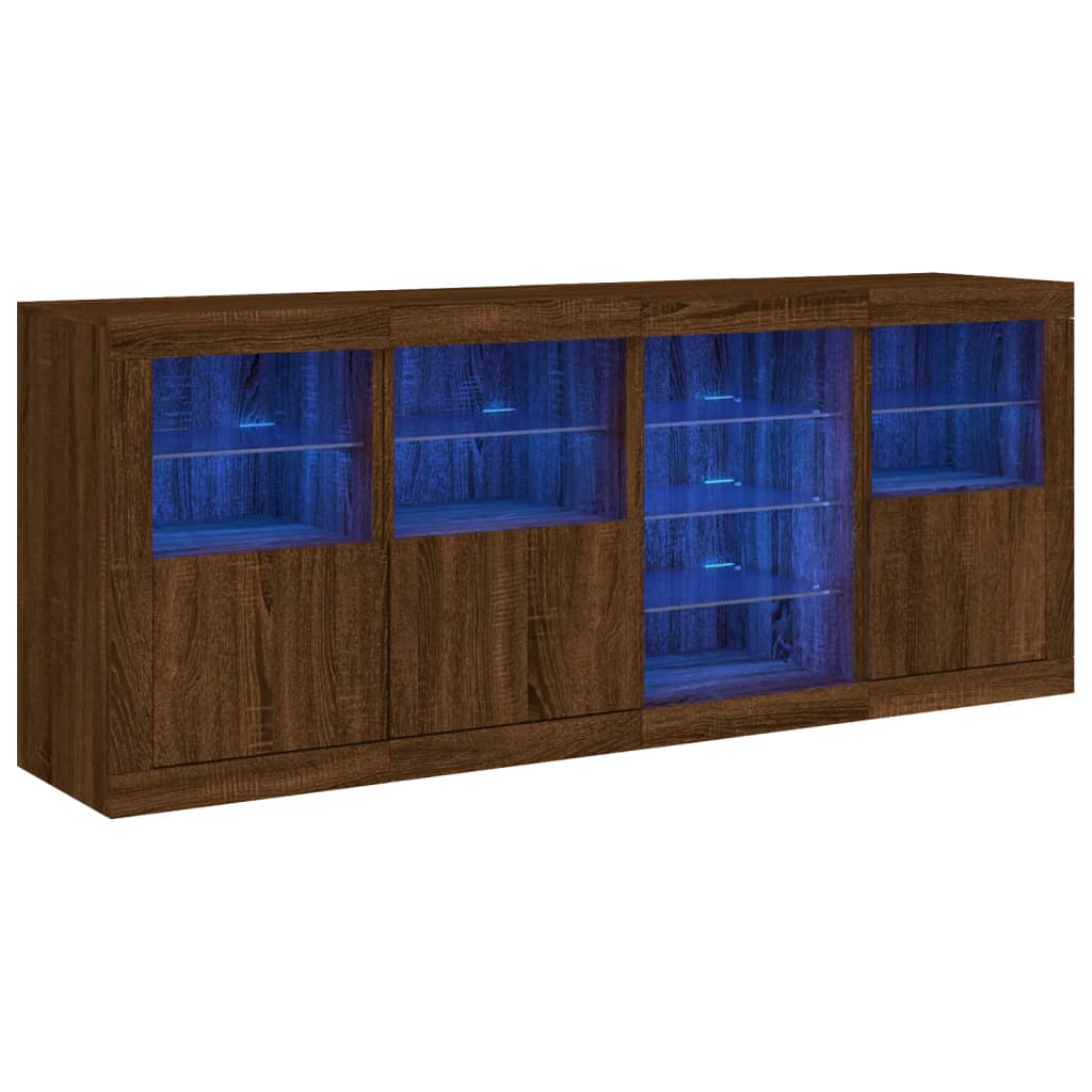 Skjenk Brun Eik med LED-lys 164x37x67 cm