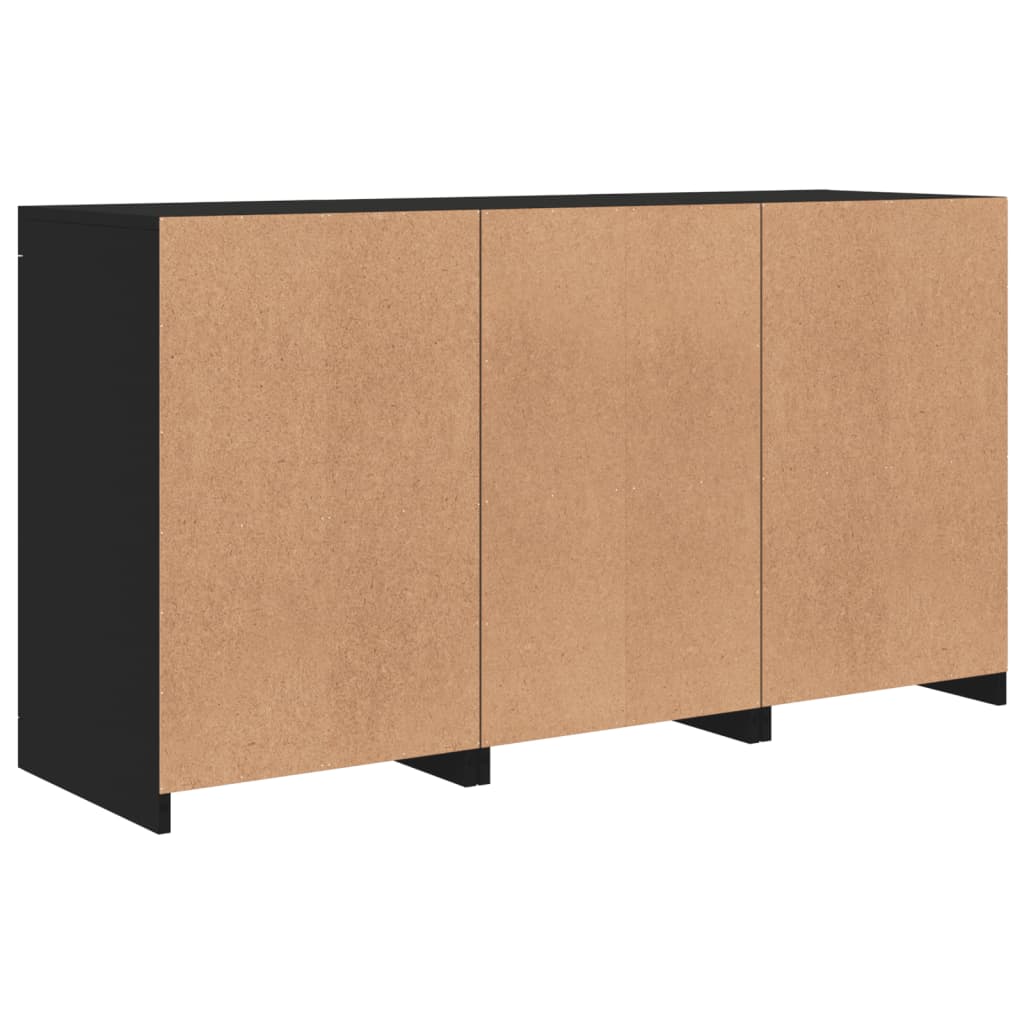 Skjenk Svart med LED-lys 123x37x67 cm