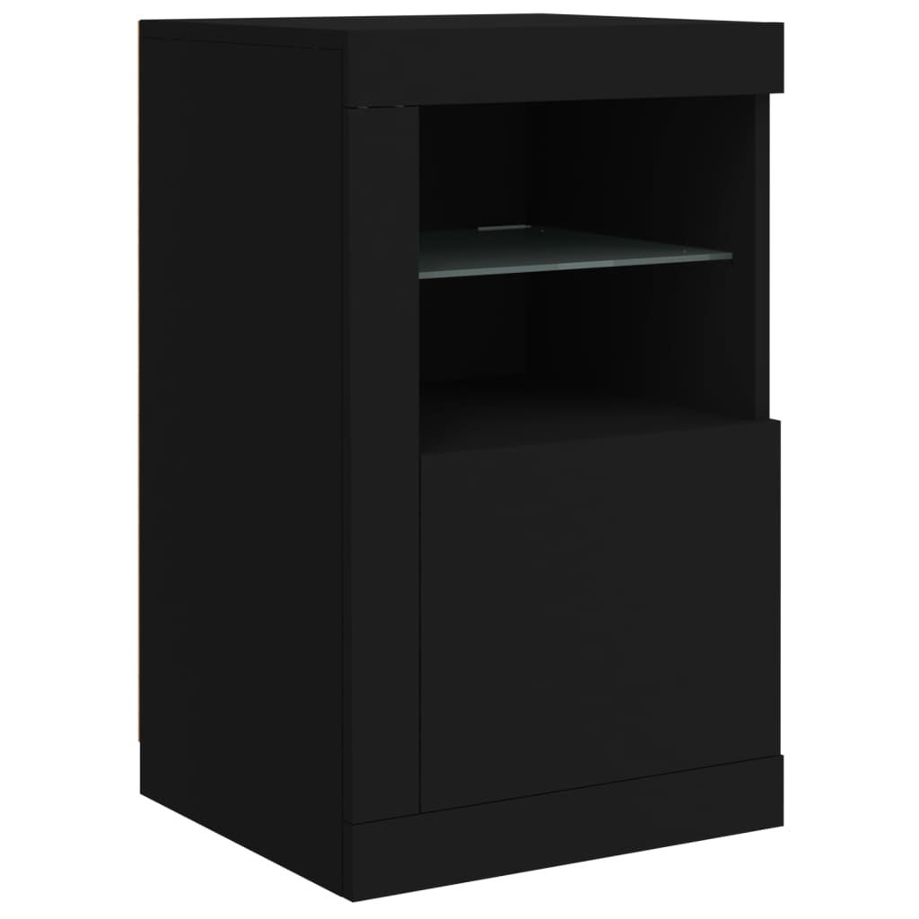 Skjenk Svart med LED-lys 123x37x67 cm