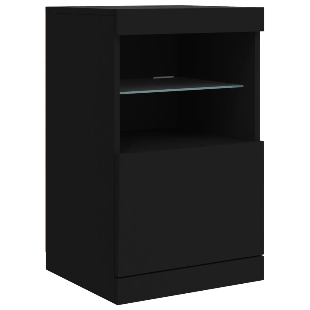 Skjenk Svart med LED-lys 123x37x67 cm