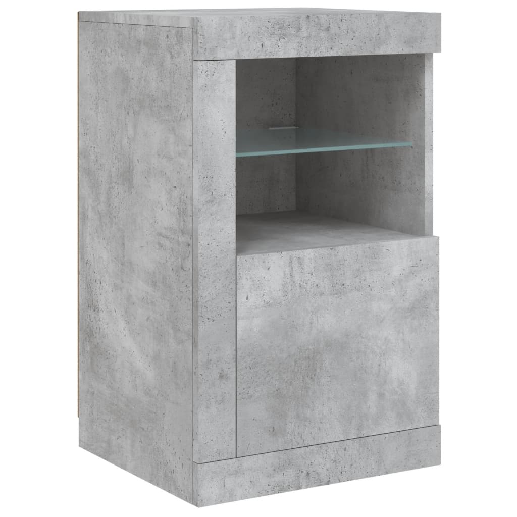 Skjenk Betonggrå med LED-lys 123x37x67 cm