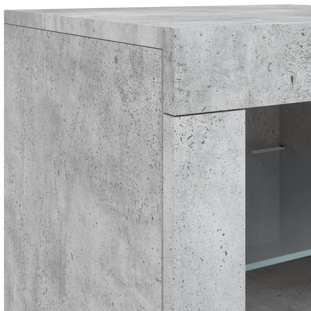 Skjenk Betonggrå med LED-lys 123x37x67 cm